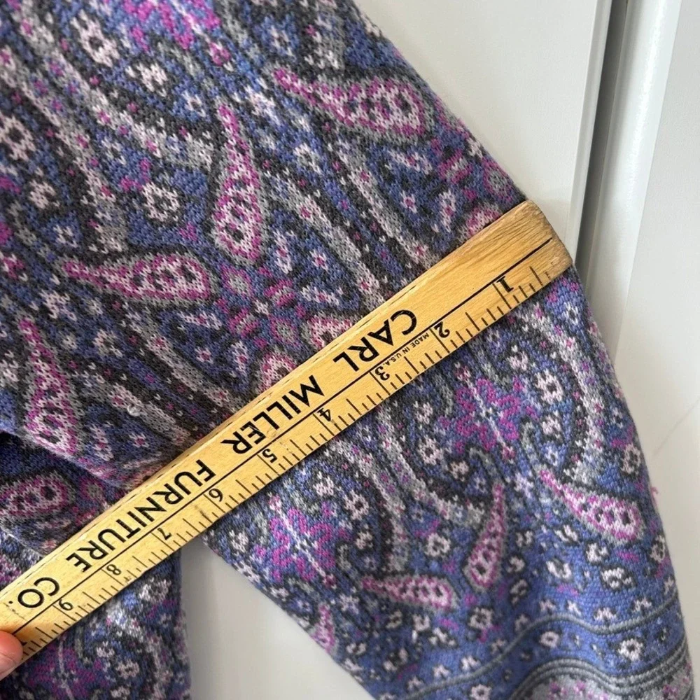 Pendleton Plus 2X Merino Wool Full Zip Cardigan Sweater Paisley Purple Blue